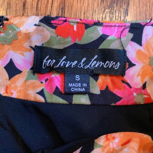 For Love & Lemons Gilles Floral Mini Skirt | Black Orange | Small - Picture 3 of 6